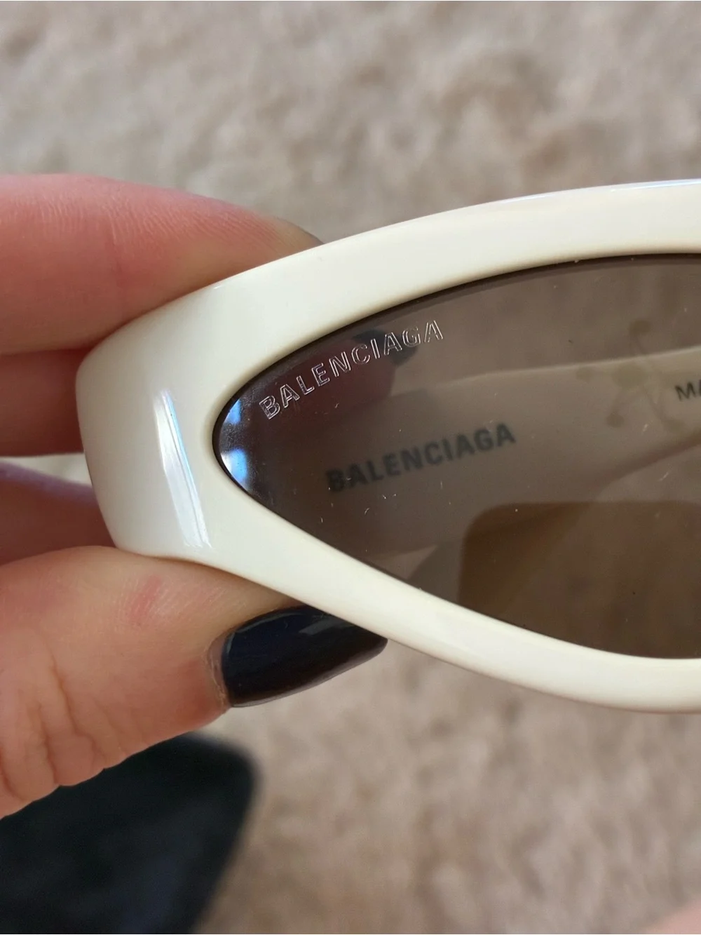 Balenciaga BB0176S white acetate cat eye sunglasses
